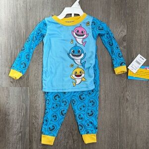 Toddler Blue and Yellow Baby Shark Pajama Set